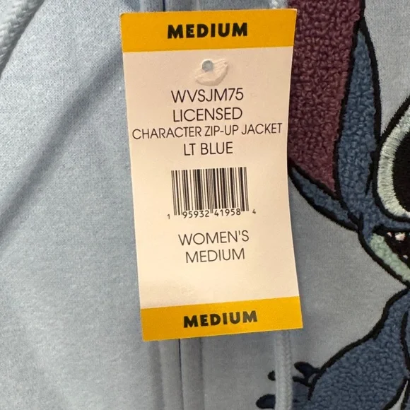 Disney Light Blue Stitch Hoodie with Patches Medium NWT - Picture 4 of 13